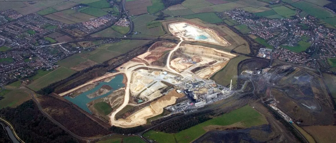 Aerial image of a working quarry taken by Mining Survey's light aircraft