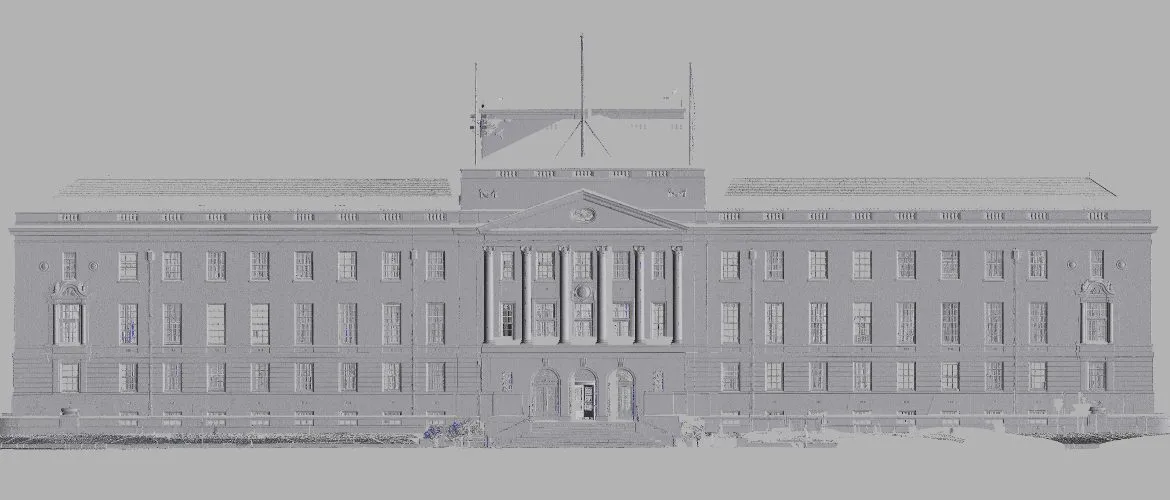 3D model turned into an elevation drawing of the front of a building